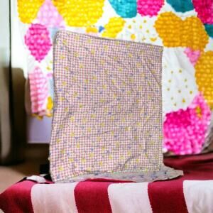 Handmade DoubleSided Baby Blanket Flannel 37X43 Pink White Gingham Rickrack Trim
